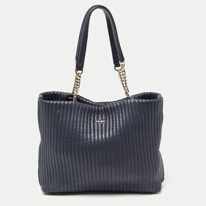Dkny Blue Quilted Leather Chain Tote